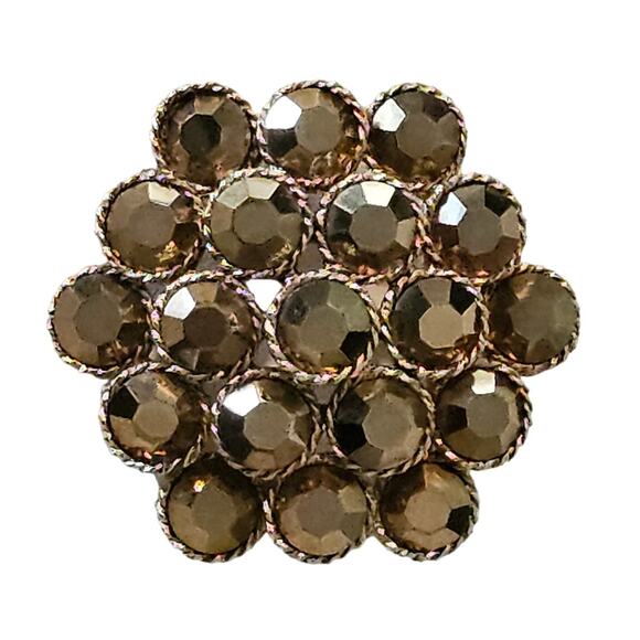 Vintage Weiss Gold Rhinestone Cluster Flower Brooch - Picture 1 of 6